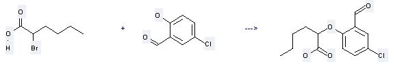 DL-2-Bromohexanoic acid can be used to produce 2-(2-formyl-4-chlorophenoxy)hexanoic acid by heating